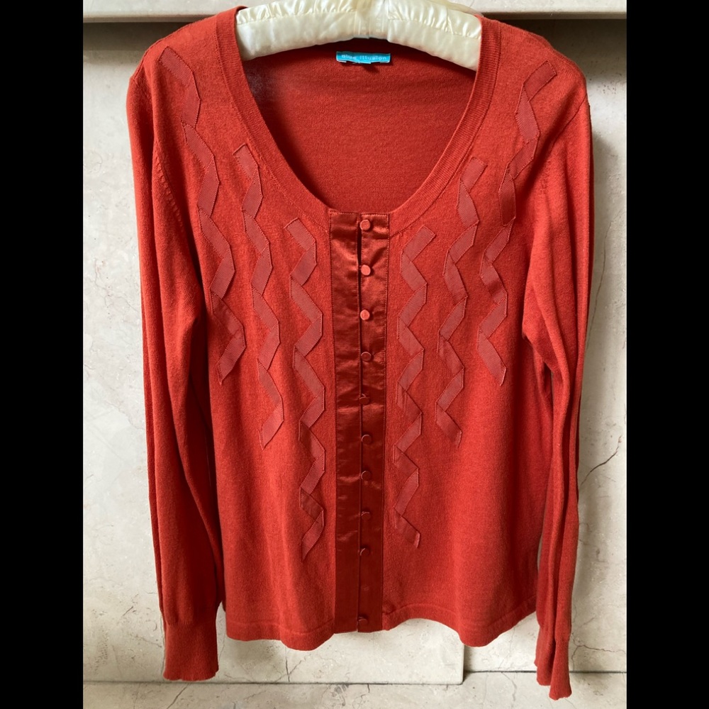 Lovely Orange Fall Cotton Sweater by Blue Illusion from Australia Size Large